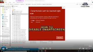 How to Disable Smartscreen in Windows 10 [upl. by Laurens394]