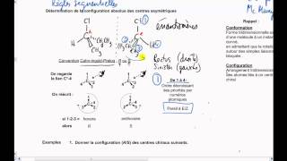 Vidéo 64 Chimie organique Stéréochimie  Configurations R et S [upl. by Tessil295]