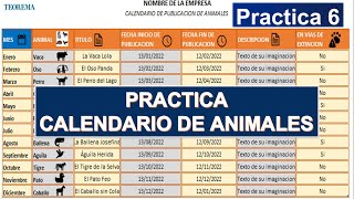 PRACTICA DEL CALENDARIO DE PUBLICACION DE ANIMALES EXCEL [upl. by Hajar]