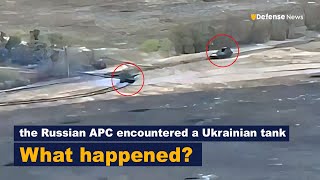 The Russian APC unexpectedly encountered a Ukrainian tank on the battlefield [upl. by Carn]