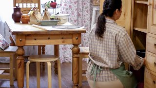 Rainy Morning Cleaning and Organizing Slow Life in My Cozy and Warm Kitchen Cinnabon Buns [upl. by Kearney597]