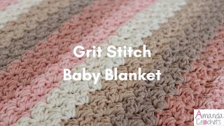 Grit Stitch Baby Blanket  Easy Crochet Blanket Tutorial [upl. by Vanya]