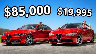 2024 Alfa Romeo Giulia Quadrifoglio vs The Cheapest Giulia You Can Buy [upl. by Oicor687]