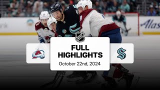 Avalanche at Kraken  October 22 2024  NHL Full Game Highlights [upl. by Stoops]