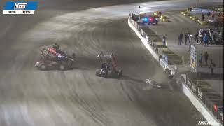 Big wreck at Volusia Speedway during the World of Outlaws Sprint Car feature 2924 [upl. by Nahama]