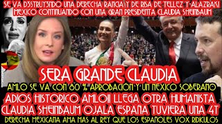 SERÁS GRANDE PRESIDENTA CLAUDIA ESPAÑOLES DESPIDEN A AMLO Y OVACIONAN A CLAUDIA D3SPEDA5AN DERECHA [upl. by Osana845]