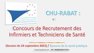 CHURABAT Concours de Recrutement des ITS 2023  Épreuve de la santé publique [upl. by Obocaj868]