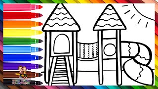 Zeichnen und Colorieren eines Spielplatzes 🛝🌈 Zeichnungen für Kinder [upl. by Miett538]