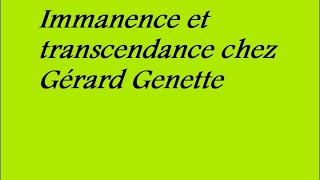 Immanence et transcendance chez Gérard Genette [upl. by Martynne]