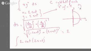 Line Integral over right half of a circle [upl. by Kean]