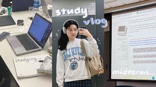 study vlog ☁️ midterms season late nights at library cramming for exams uni life 📑 [upl. by Laval]