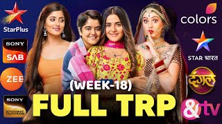 Full TRP of Week 18  All Channels amp All Serials  Star Plus SAB TV Colors Zee TV Sony [upl. by Ennayrb]