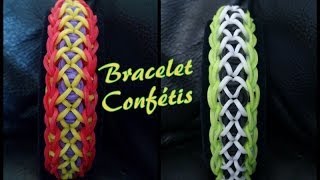 Bracelet Conféttis Rainbow Loom® Tutoriel Français Niveau débutant [upl. by Valencia]