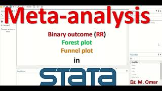 Meta analysis binary outcome risk ratio funnel forest plot in STATA [upl. by Richella]