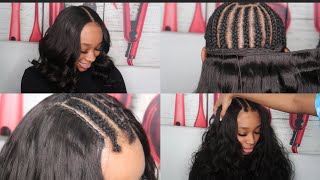 FLATTEST LEAVE OUT SewIn Ever How To Blend Short Leave out ft Curls Queen Hair [upl. by Jocelyne]