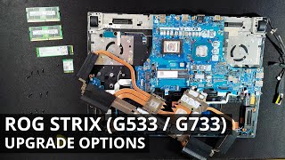 ROG Strix SCAR G533  G733 DISASSEMBLY and UPGRADE OPTIONS Storage Thermal Paste [upl. by Akinuahs638]