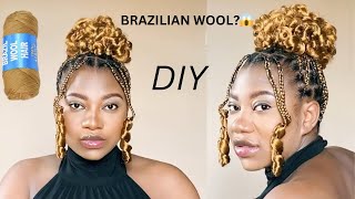 Make The Trending TikTok Hairstyle Yourself Using Brazilian Wool  Knotless Braids [upl. by Lucila]