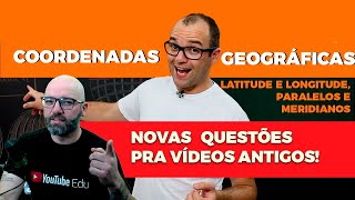 Questões NOVAS de Geografia pro ENEM  Coordenadas Geográficas Latitude Paralelos e Meridianos [upl. by Cyrill]