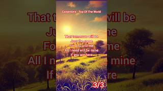 Carpenters  Top of the World 33 Lyrics [upl. by Dirrej]