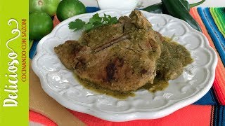 Jugosas Chuletas de Puerco en Salsa Verde  Pork Chops in Spicy Tomatillo Salsa [upl. by Dragelin147]