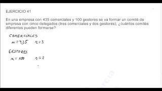 VARIACIONES PERMUTACIONES Y COMBINACIONES 29 COMBINATORIA EJERCICIO 41 [upl. by Baggott]