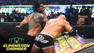 Goldberg shocks Reigns with devastating Spear WWE Elimination Chamber 2022 WWE Network Exclusive [upl. by Smaj580]