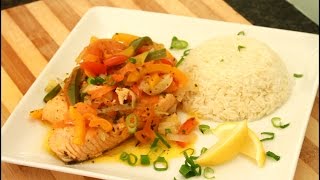 Steamed Salmon With Rice  Jamaican Steamed Salmon Fish  Recipes By Chef Ricardo [upl. by Ahseyk]