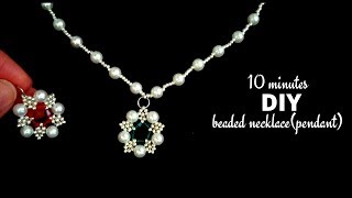 10 minutes DIY beaded necklacependant jewelry making tutorial Beaded necklace [upl. by Emmet]