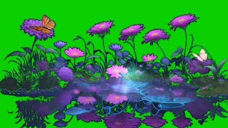 Beautiful Flowers And Butterflies in Pond Green Screen  Free to use [upl. by Akinat325]