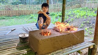 How to make a Clay Oven Building a Dream Kitchen Orphan Boy Living Off Grid  Primitive Technology [upl. by Aluap66]