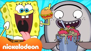 SpongeBob  Rock Paper Scissors WEIRDEST Food Marathon 🍔  Nicktoons [upl. by Zampino]