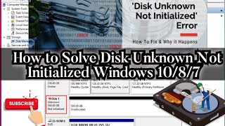 Hard Disk Unknown Not Initialised in Windows 10 Under Different Situations hdd harddiskrepair [upl. by Paresh49]