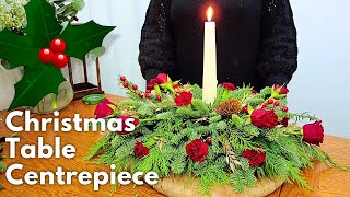 How To Make A Simple Christmas Dinning Table Centrepiece flowers christmas tutorial [upl. by Nyvets]