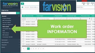 WORKORDER Information in ERPFarvision Software  Help full for Billing Engineer civilengineering [upl. by Chu845]