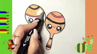 COME DISEGNARE FACILE DISEGNI KAWAII CARINI DA FARE strumenti musicali maraca [upl. by Maddie628]