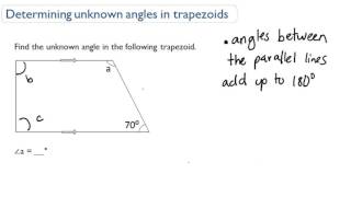 Determining unknown angles in trapezoids [upl. by Franck]