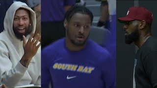 LeBron AD and JJ attend Bronny James G League debut and scores first bucket 🔥 [upl. by Eilyk]