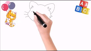 Kitty Cat Song 🐱🐈  Learn How To Draw Cat  How To Sketch  Draw  Nursery Rhymes amp Kids Songs [upl. by Neerroc916]