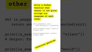 Write a Python function that checks if two given strings are anagrams of each other pythonprogram [upl. by Leroy973]