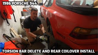 1986 Porsche 944  Torsion Bar Delete and Rear Coilover Install [upl. by Nedarb]