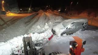 Plowing 40cm after snowstorm  Tokvam UT490  Volvo L70H [upl. by Samaj594]