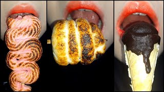 Marshmallow ASMR  ROASTED Marshmallow STRETCHY Marshmallow Chocolate dipped Marshmallow [upl. by Nakasuji]