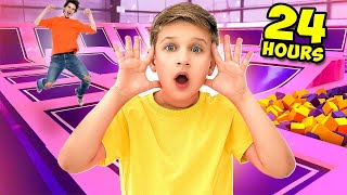 Extreme TRAMPOLINE PARK  24 HOUR CHALLENGE [upl. by Gierk]