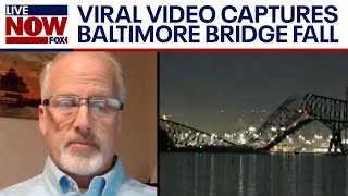 Bridge collapse Maryland raw footage Video shows Baltimores Key Bridge fall  LiveNOW from FOX [upl. by Remlap390]