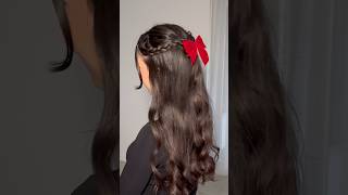 Easy hairstyles for girls 😍♥️ hairstyle christmas hair hairtok explorepage shorts longhair [upl. by Eillas462]