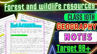 Forest and wildlife resources Notes Class 10 CBSE  Toppers Notes Geography Ch2 Edustudypoint [upl. by Rickart]