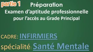 Préparation Examen daptitude Professionnelle cadre infirmiers Spécialité Santé Mentale 2024 partie1 [upl. by Herbst297]