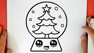 HOW TO DRAW A CUTE CHRISTMAS SNOW GLOBE [upl. by Eixam]