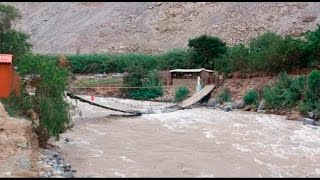 Lunahuaná Histórico puente colgante cayó por crecida del río [upl. by Aglo]