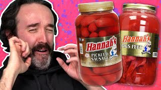 Irish People Try Weird Pickled Foods Pickled Sausage Pickled Pigs Feet [upl. by Conant]